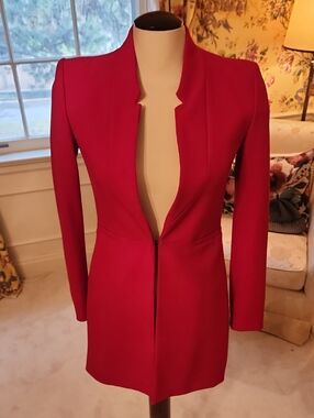 Zara Scarlet Long Tailored Blazer Jacket